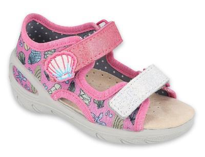 065P134 20 -SUNNY dívčí sandálky růžové,motiv moře