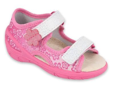 065P138 20 - SUNNY dívčí sandálky růžové, kytičky