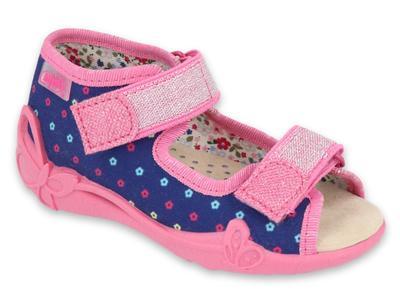 342P007 18 - dívčí sandálky, kožená stélka,kytičky