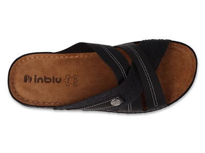 158M022 - INBLU pánské kožené pantofle černé - 2